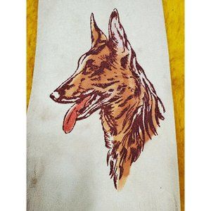 1950s HANDPAINTED TIE ~ GERMAN SHEPHERD BELGIAN MALINOIS ~ BOLD SPACE AGE ~ 51"